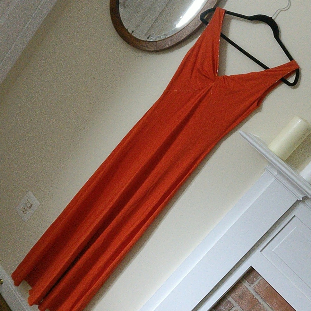NWT Orange long dress with hand made embroidery 🧡🧡